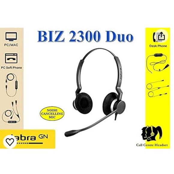 Jabra Biz 2300 USB Duo Wired Professional Call Center Headset NEW - Picture 6 of 11
